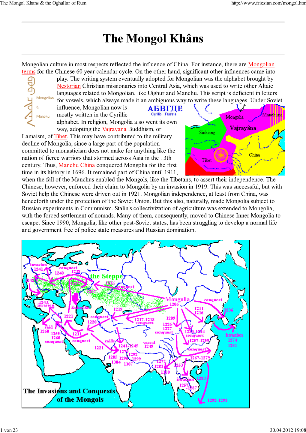 The Mongol Khans & the Oghullar Of