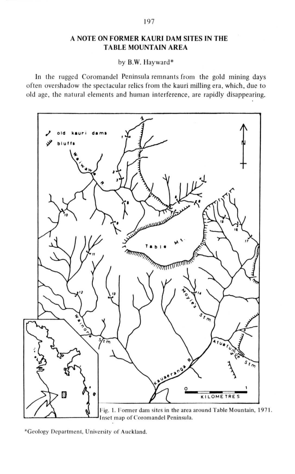 A Note on Former Kauri Dam Sites in the Table Mountain Area, by B. W
