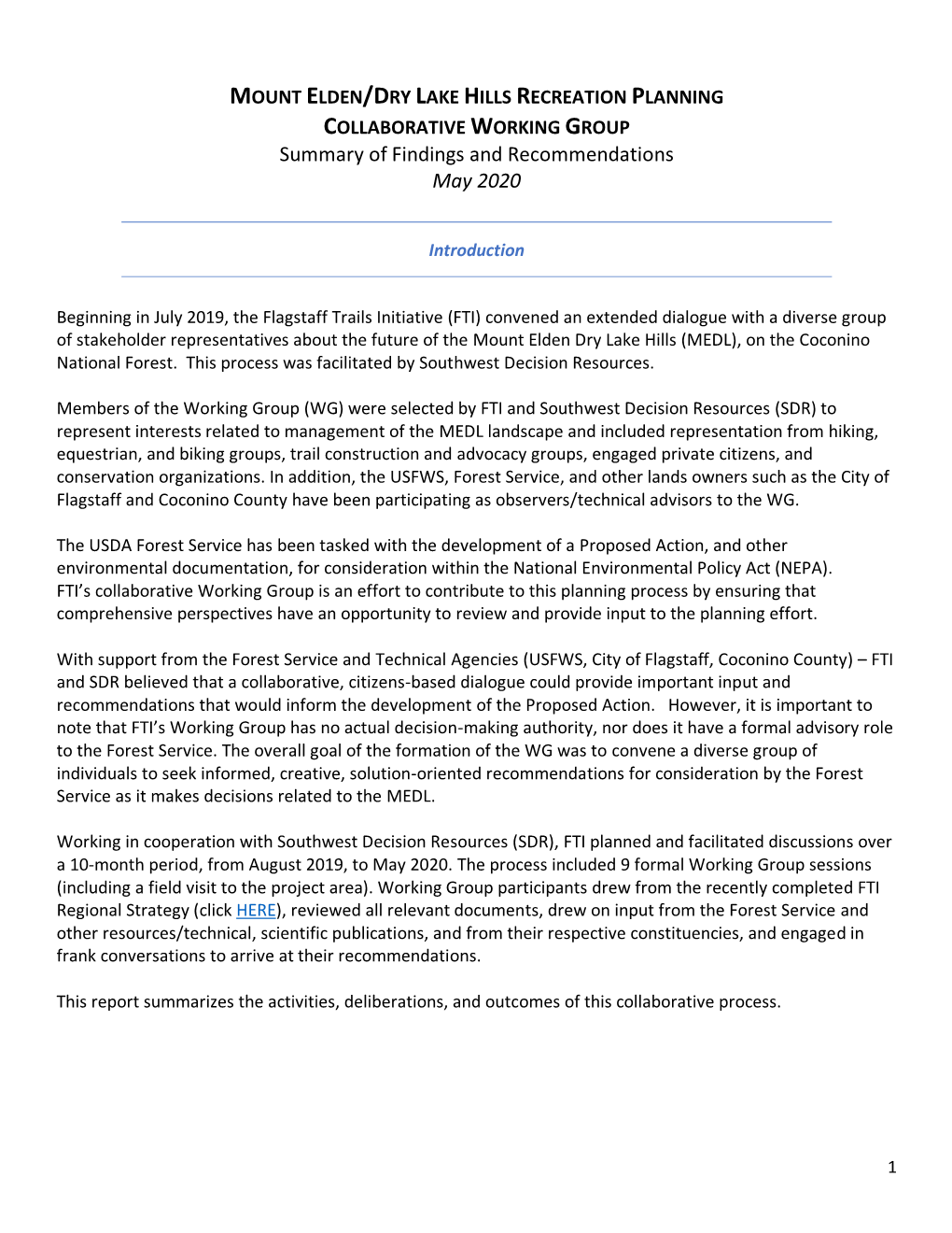 Summary of Findings and Recommendations May 2020