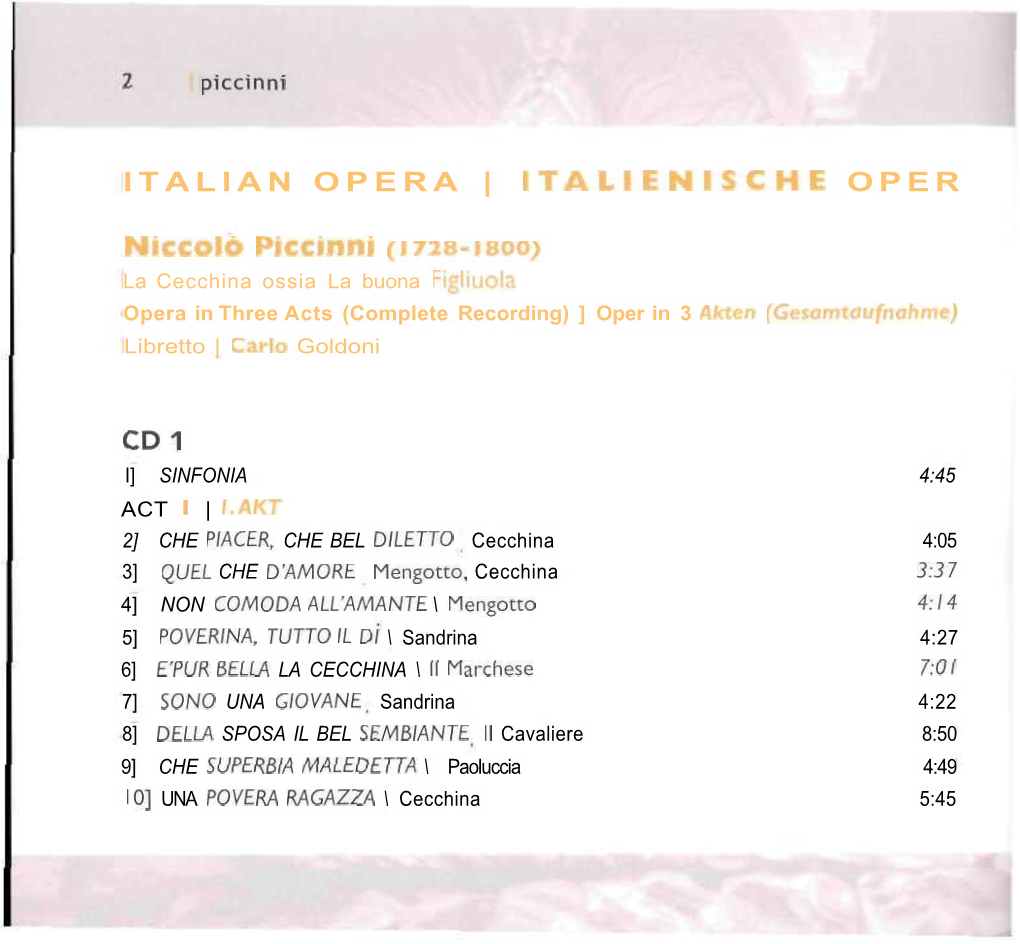 ITALIENISCHE OPER Niccolo Piccinni (Ttis-Isoo)