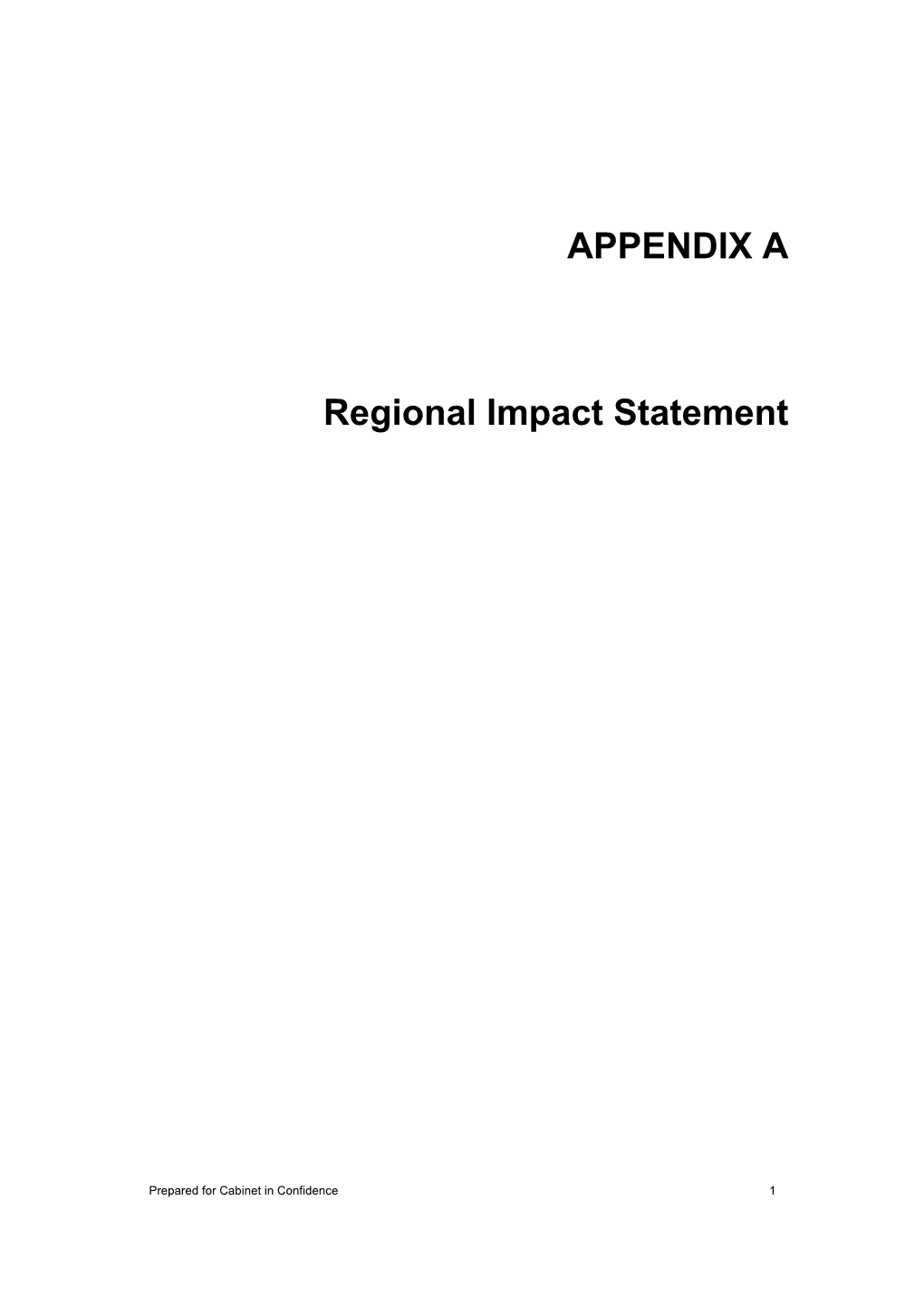 APPENDIX a Regional Impact Statement