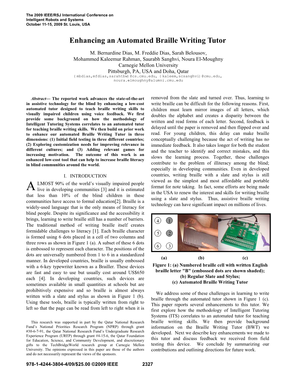 Enhancing an Automated Braille Writing Tutor