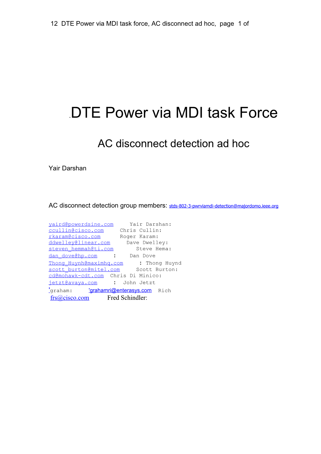 DTE Power Via MDI Task Force