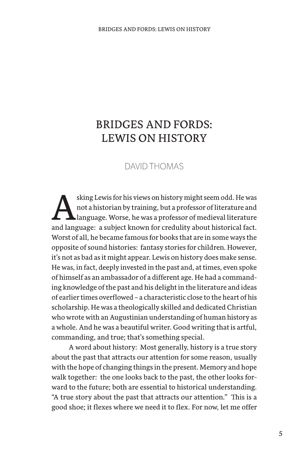 Bridges and Fords: Lewis on History