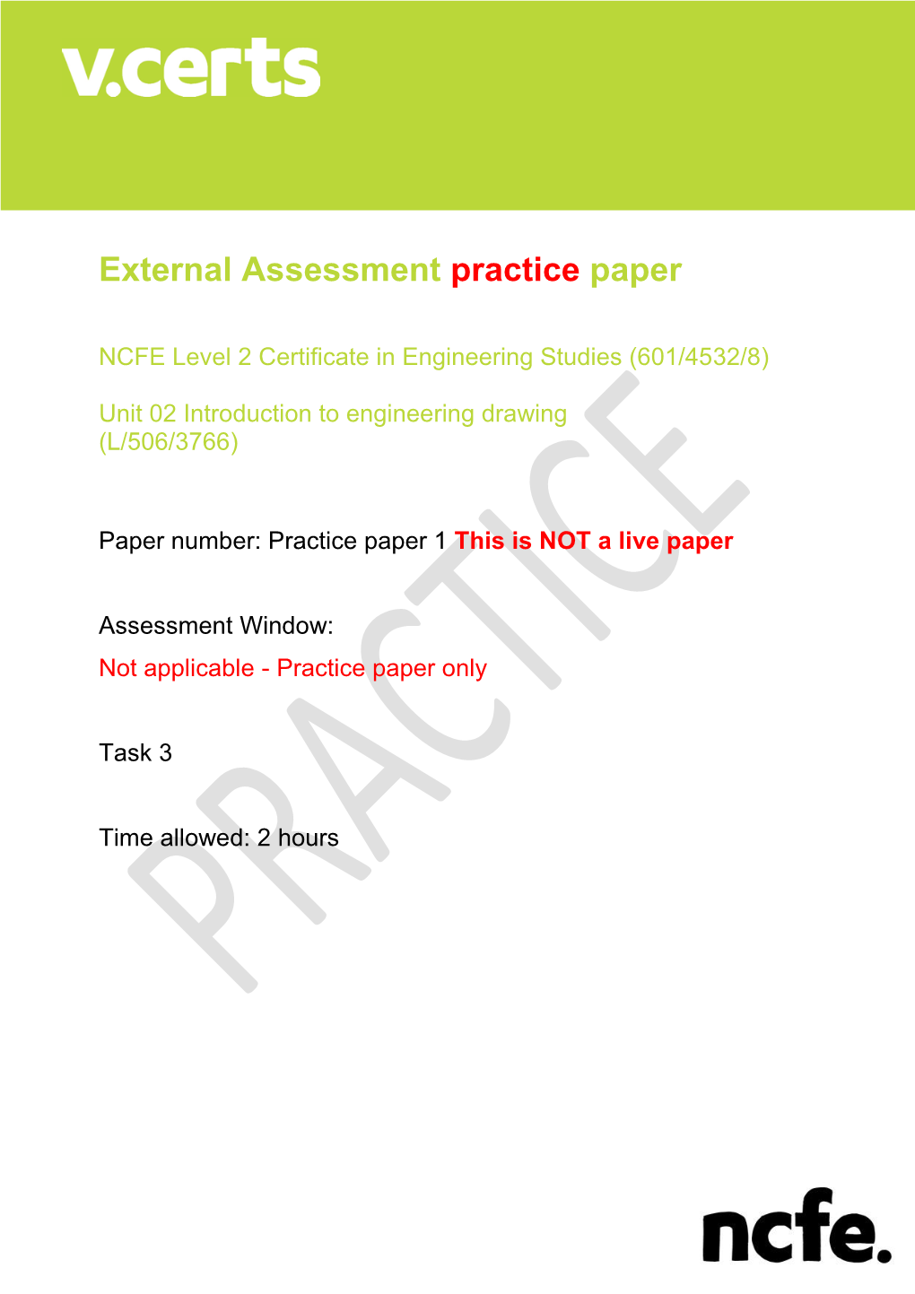 External Assessment Practice Paper