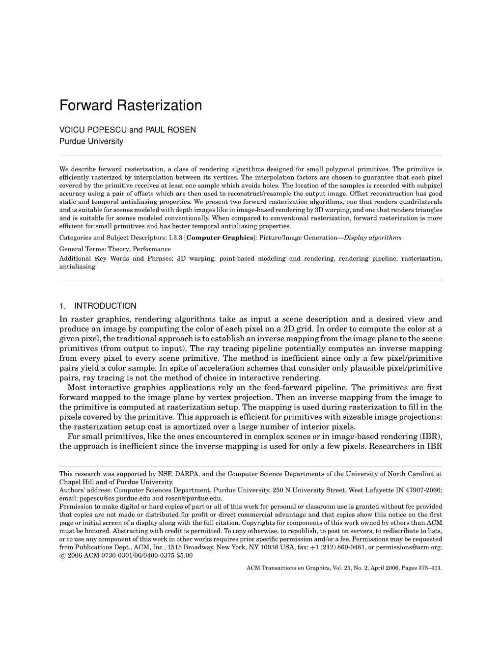 Forward Rasterization