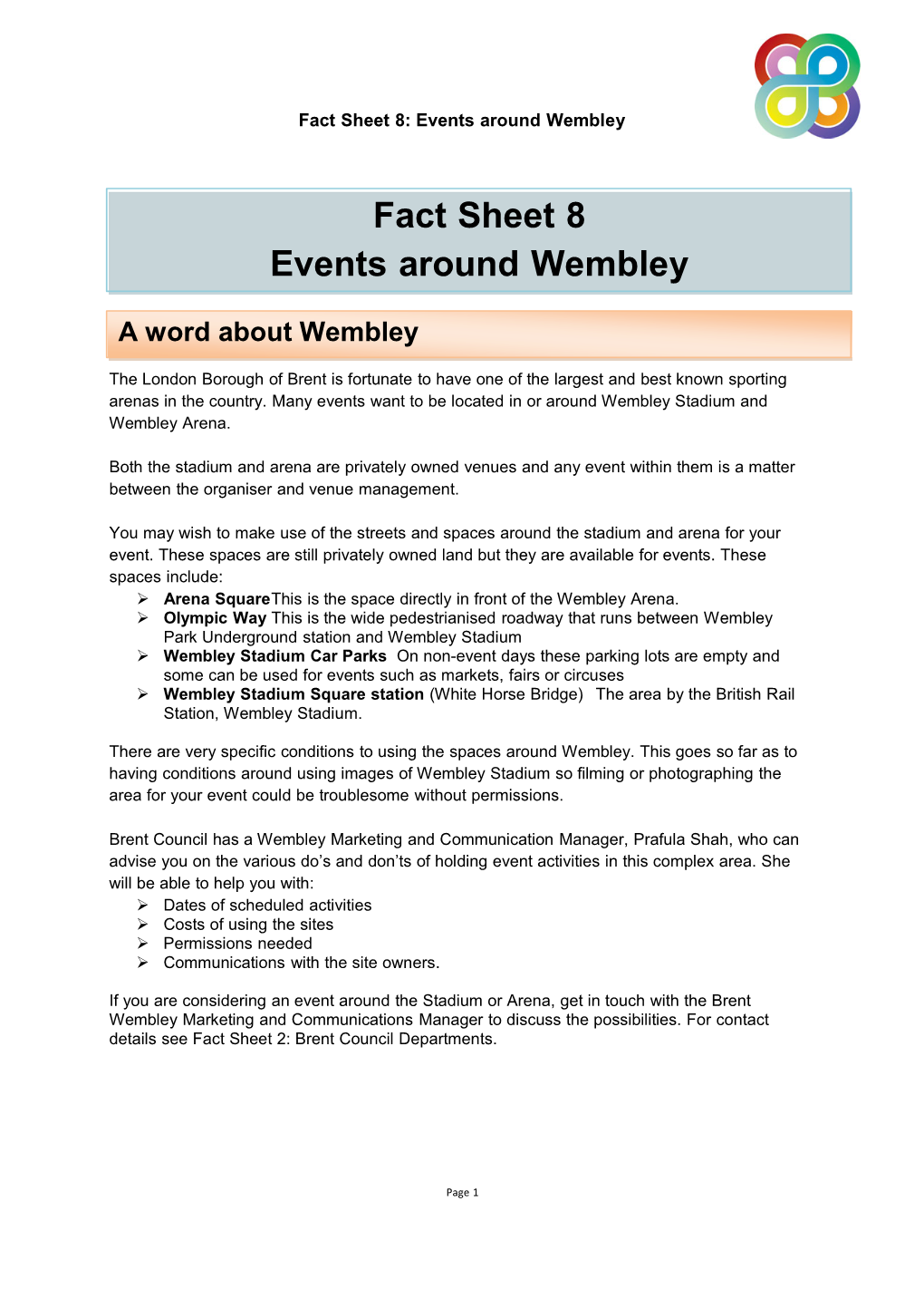 Fact Sheet 8 Events Around Wembley