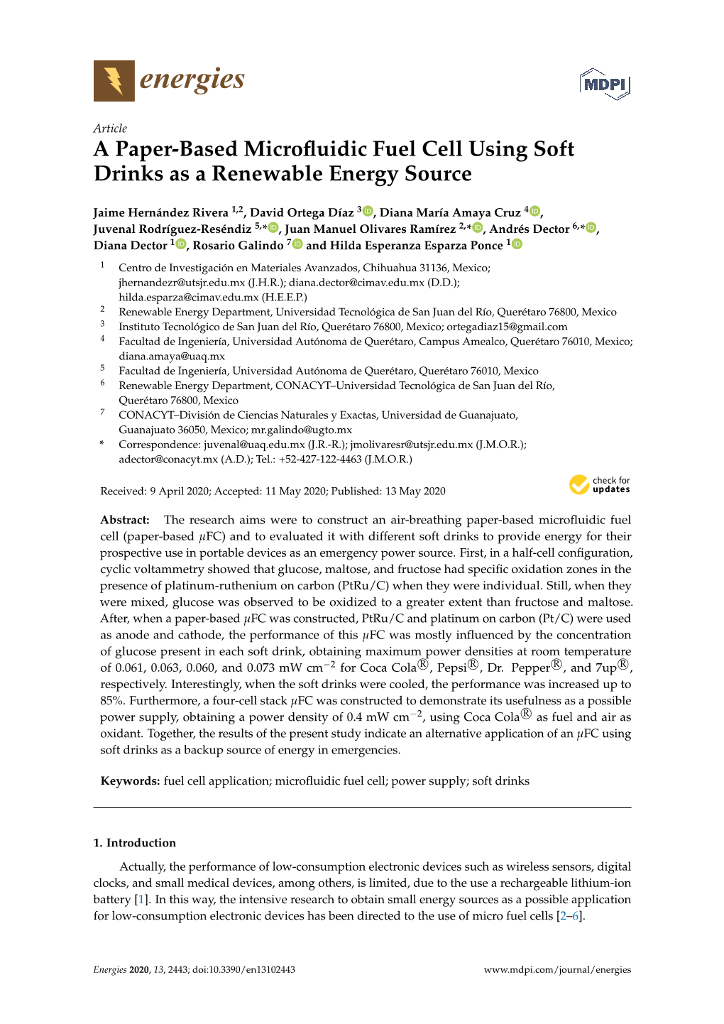 A Paper-Based Microfluidic Fuel Cell Using Soft Drinks As A