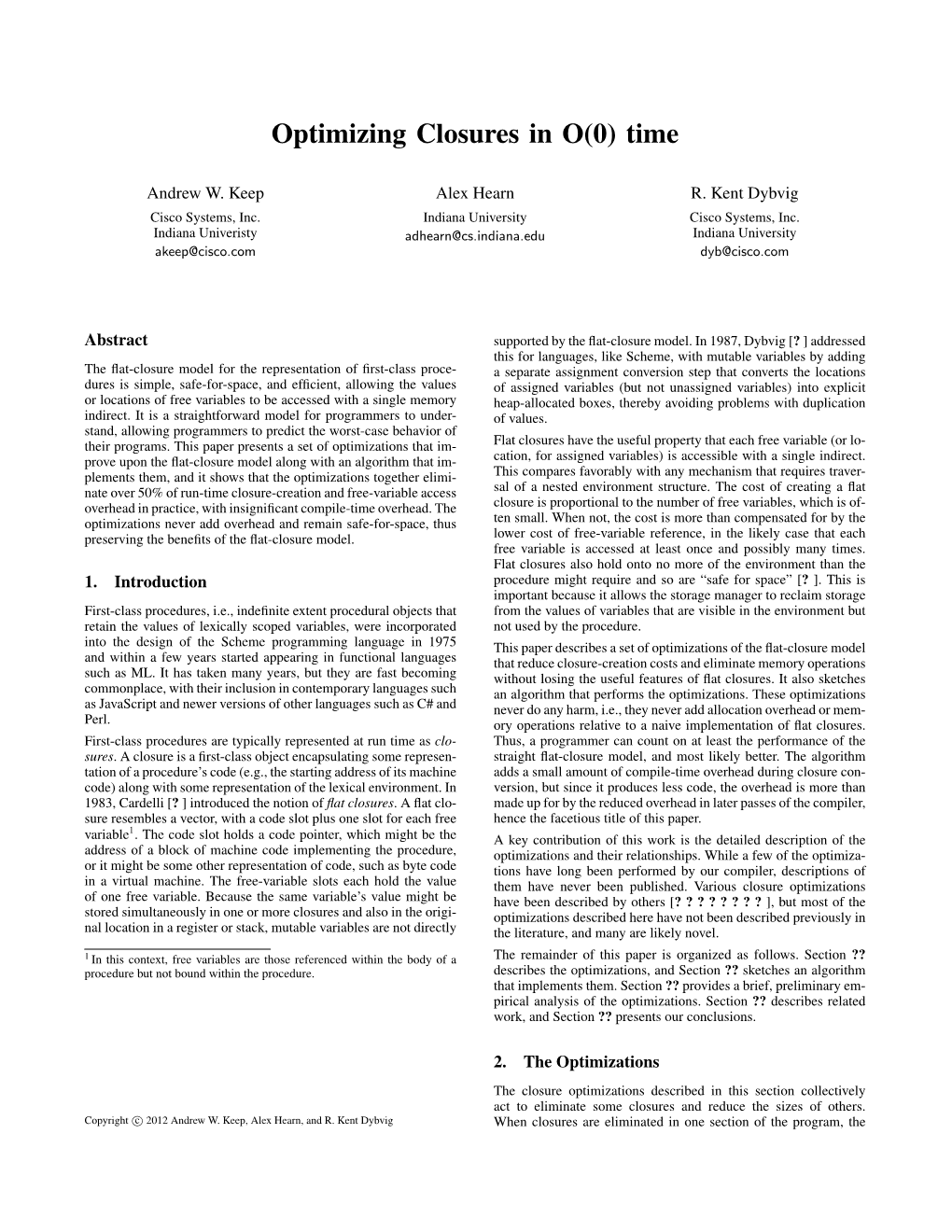 Optimizing Closures in O(0) Time