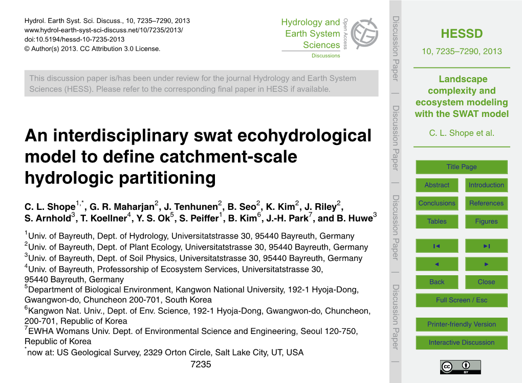 Landscape Complexity and Ecosystem Modeling with the SWAT Model