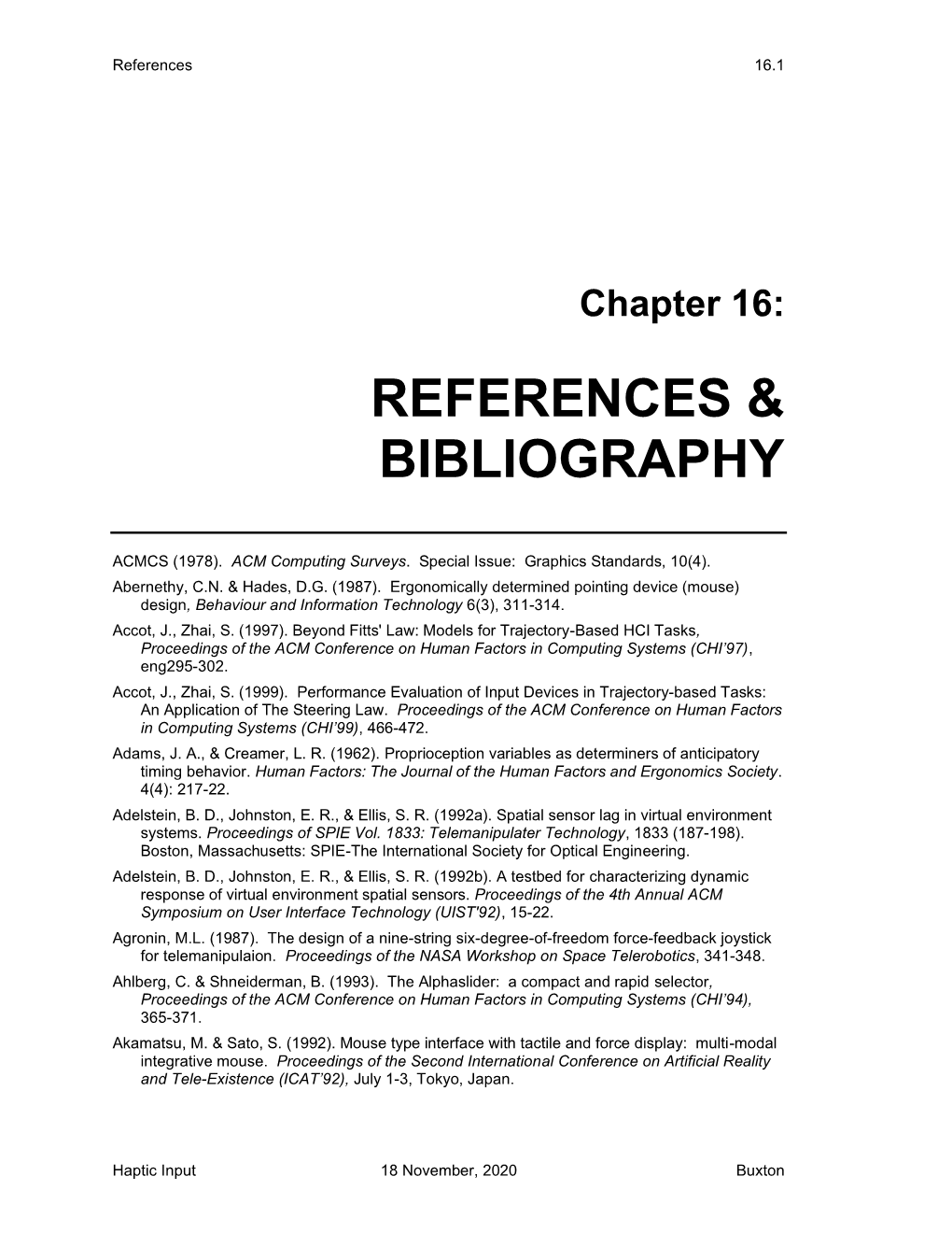 References and Bibliography