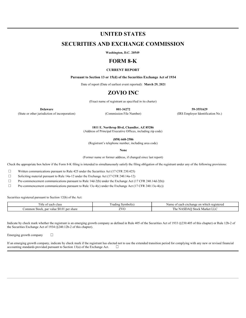 United States Securities and Exchange Commission Form