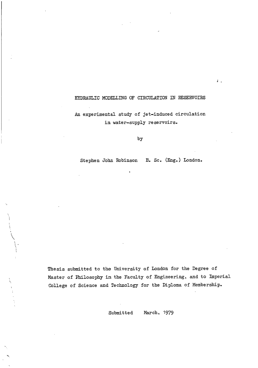 Hydraulic Modft,T,Ing of Circulation in Reservoirs