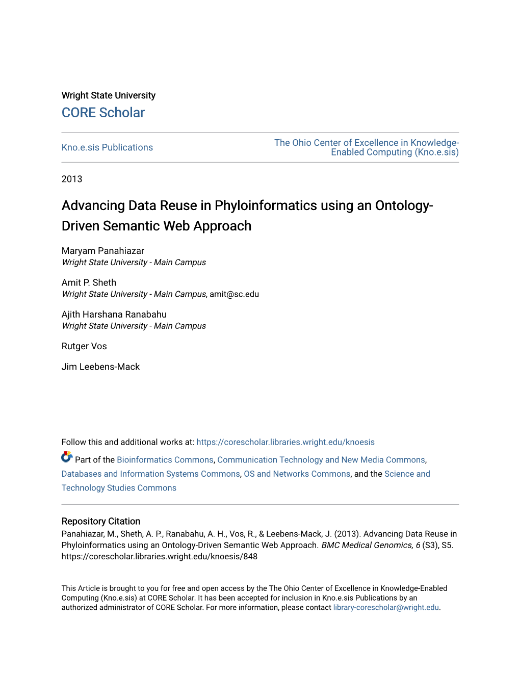 Advancing Data Reuse in Phyloinformatics Using an Ontology- Driven Semantic Web Approach