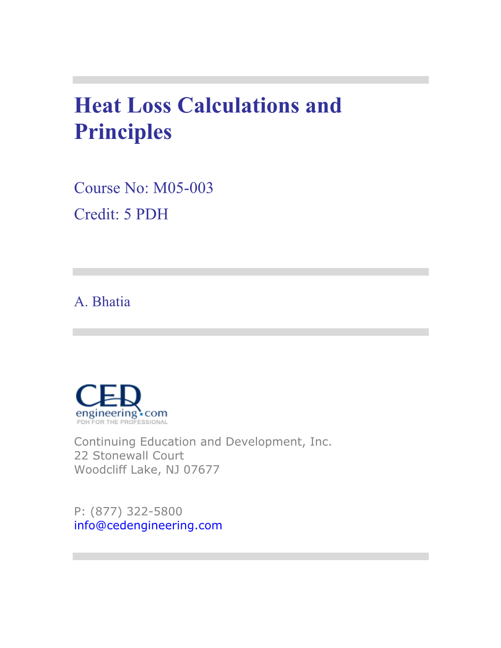 Heat Loss Calculations and Principles