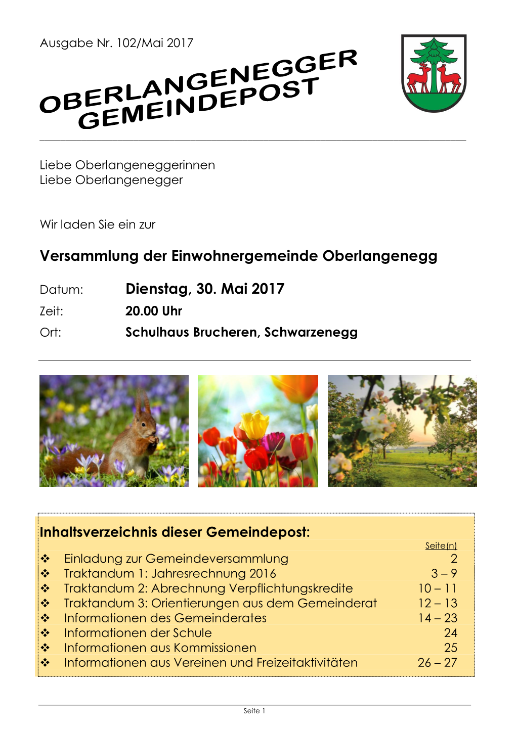 Versammlung Der Einwohnergemeinde Oberlangenegg