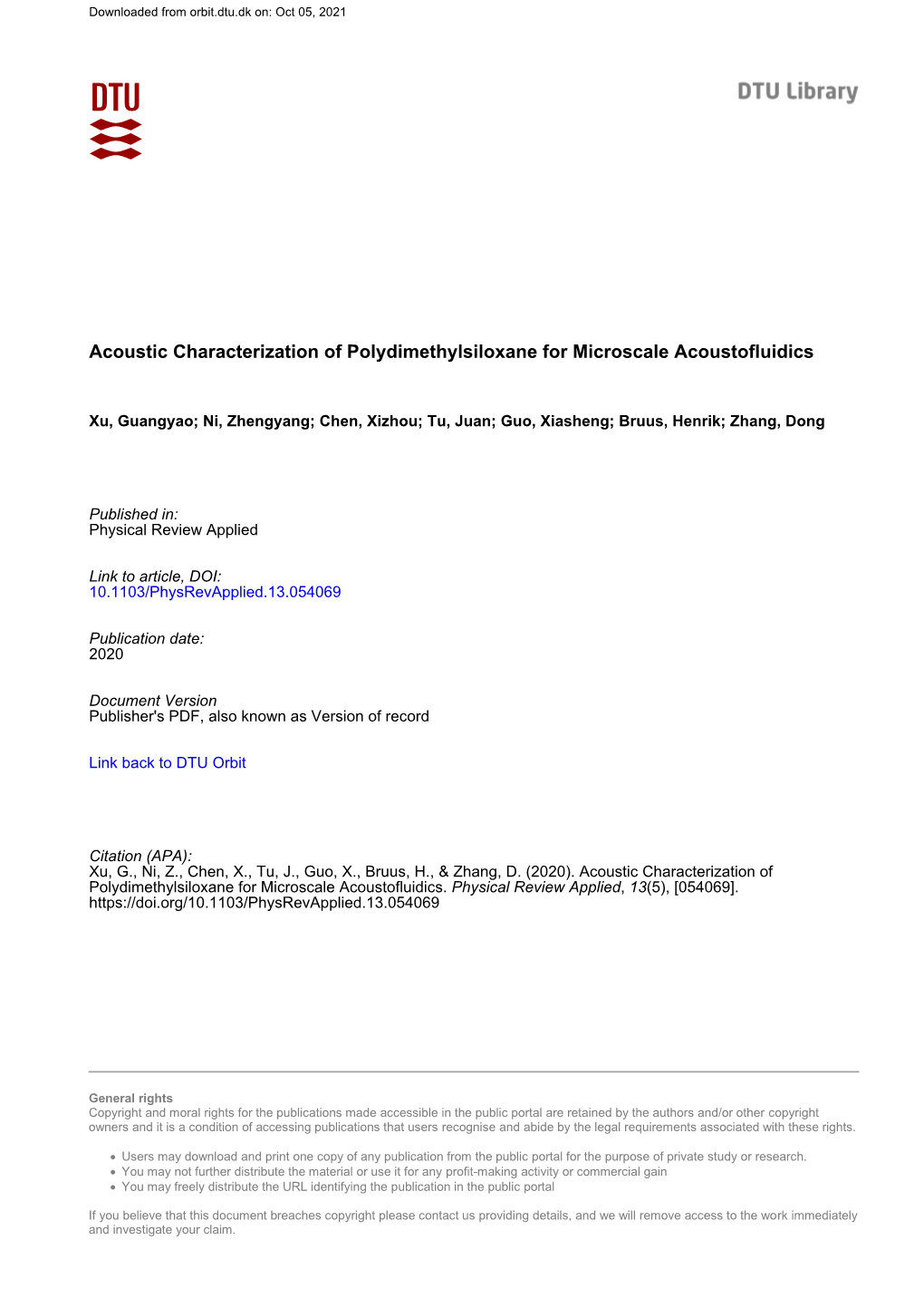 Acoustic Characterization of Polydimethylsiloxane for Microscale Acoustofluidics