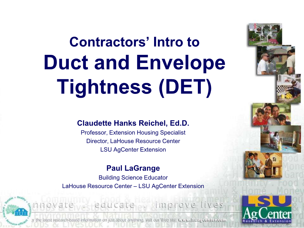 Contractors' Intro to Duct and Envelope Tightness (DET)