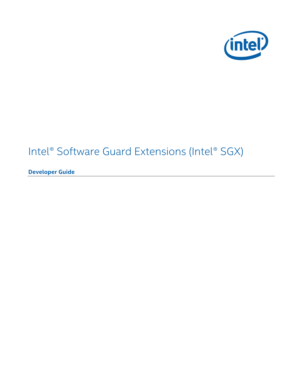 Intel(R) Software Guard Extensions Developer Guide