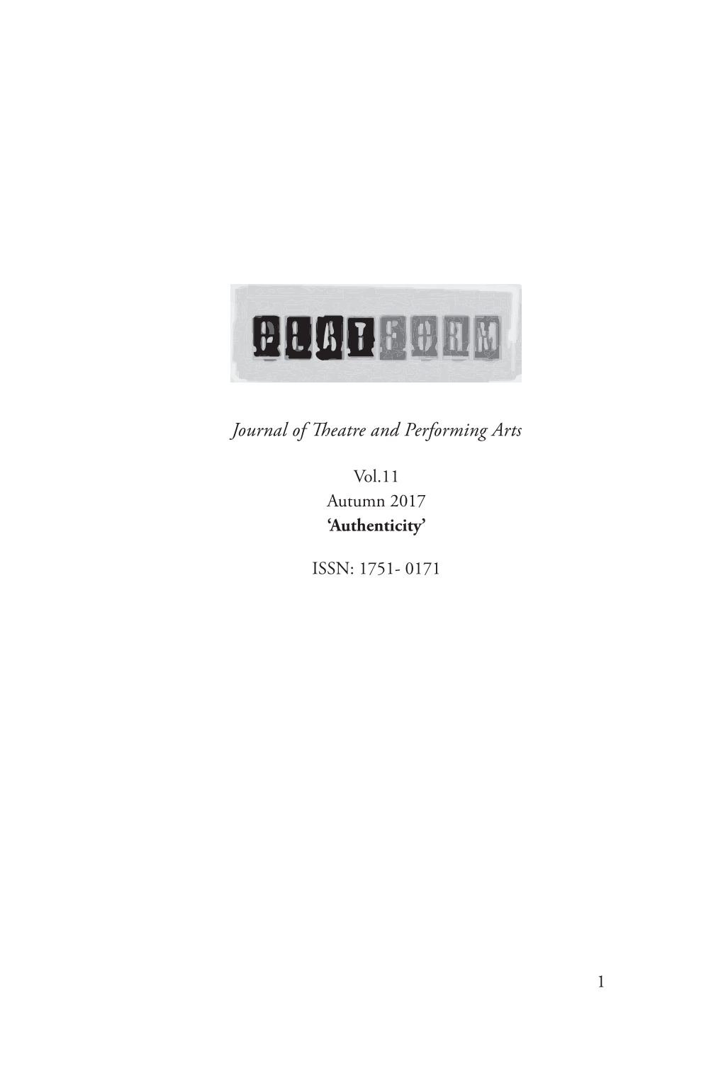 Journal of Theatre and Performing Arts