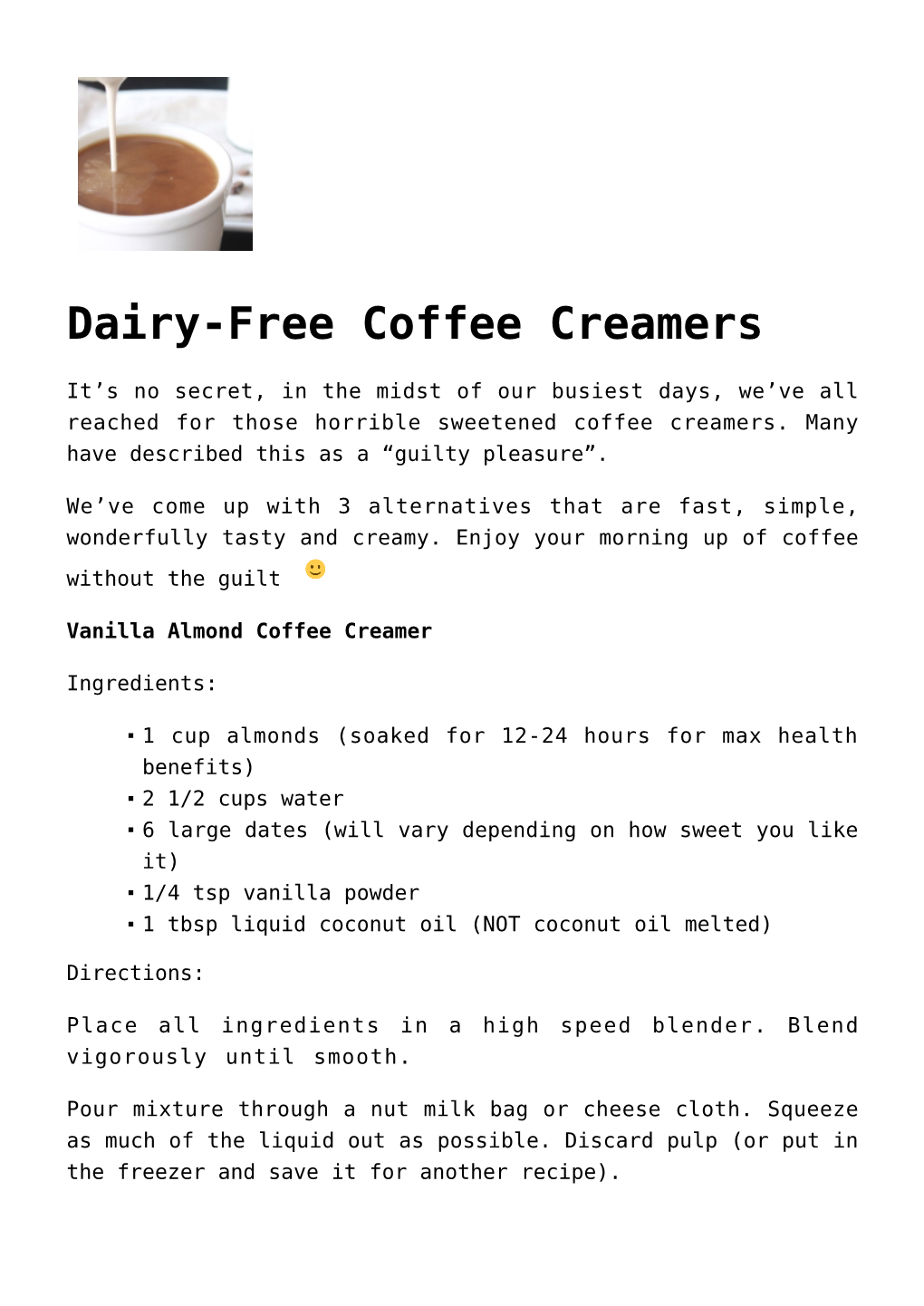 Dairy-Free Coffee Creamers
