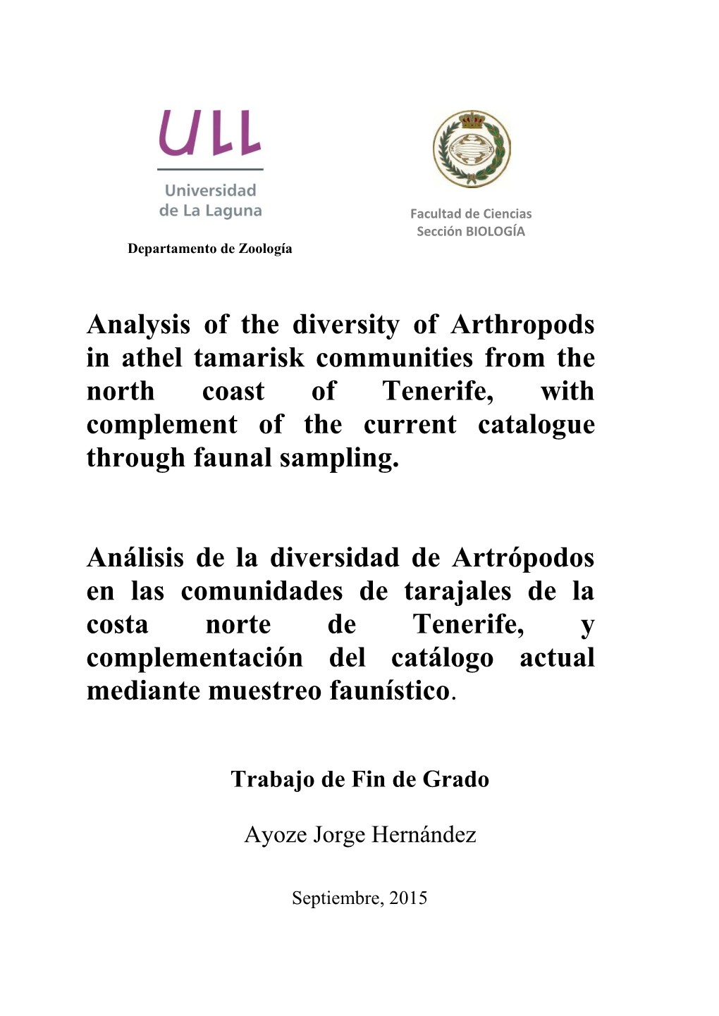 Analysis of the Diversity of Arthropods in Athel Tamarisk Communities From