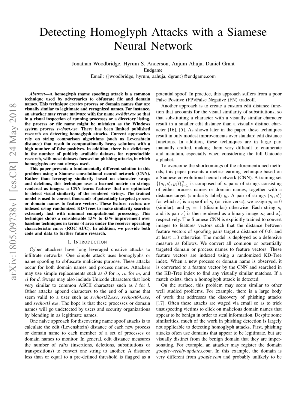 Detecting Homoglyph Attacks with a Siamese Neural Network