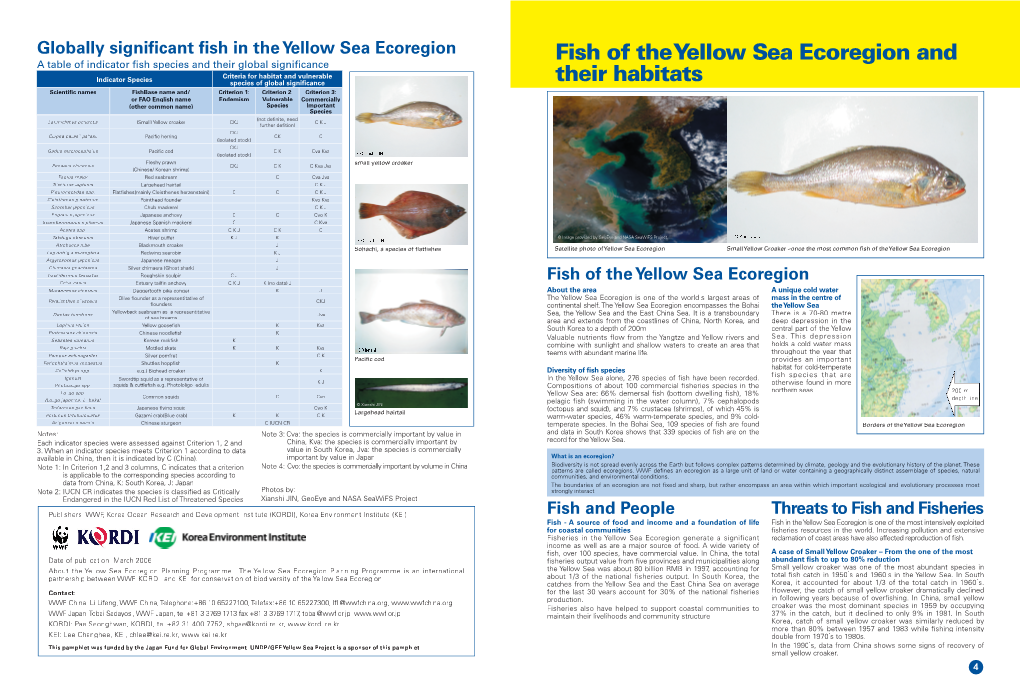 Fish of the Yellow Sea Ecoregion and Their Habitats