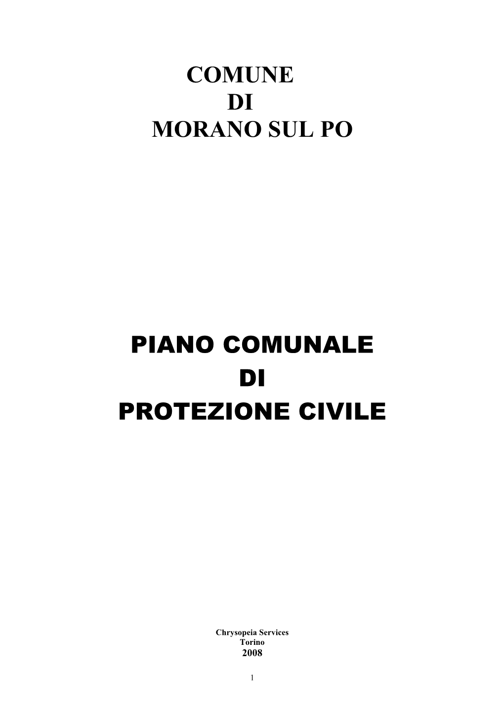 Comune Di Morano Sul Po Piano Comunale Di Protezione Civile