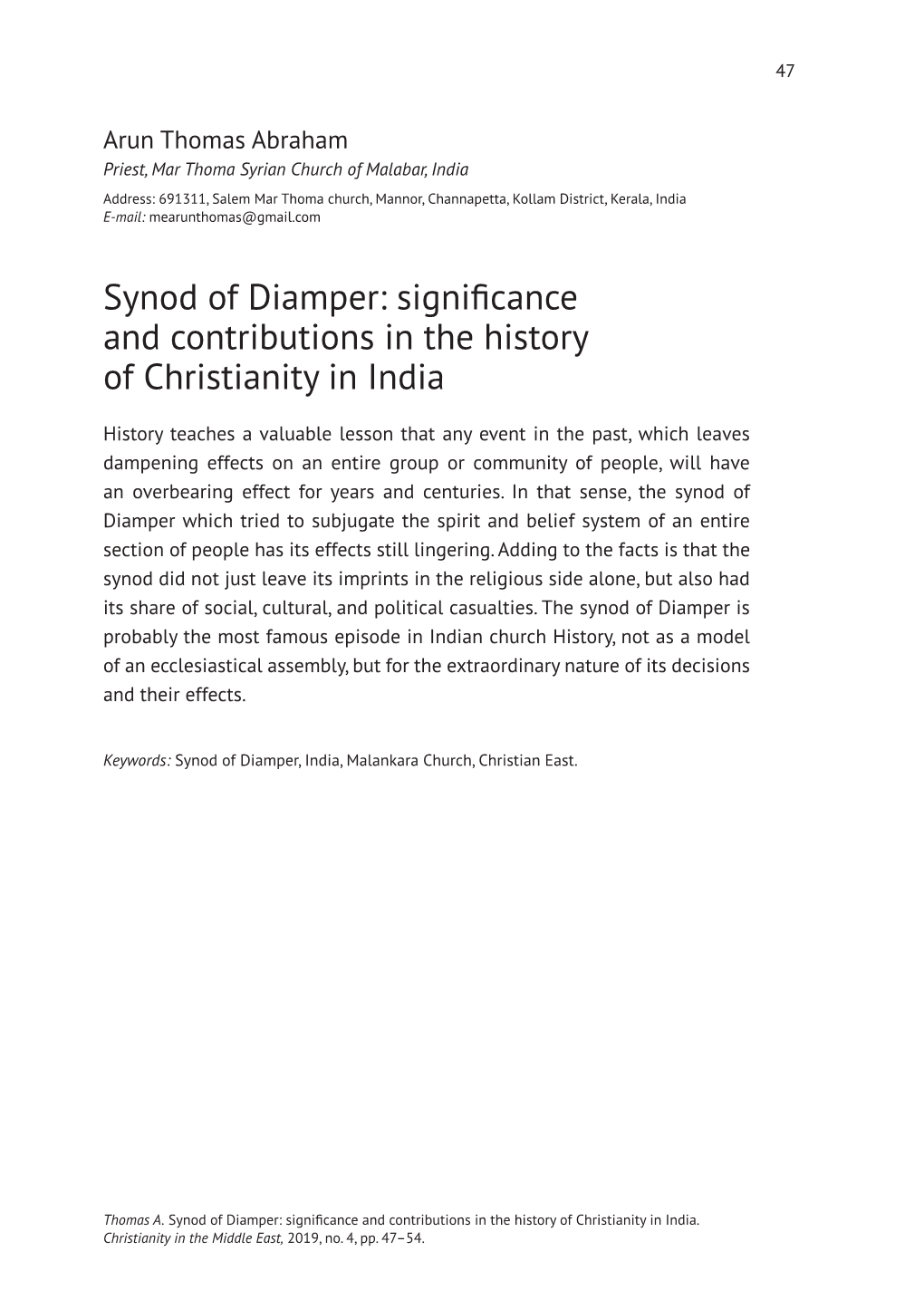 Synod of Diamper: Significance and Contributions in the History of Christianity in India