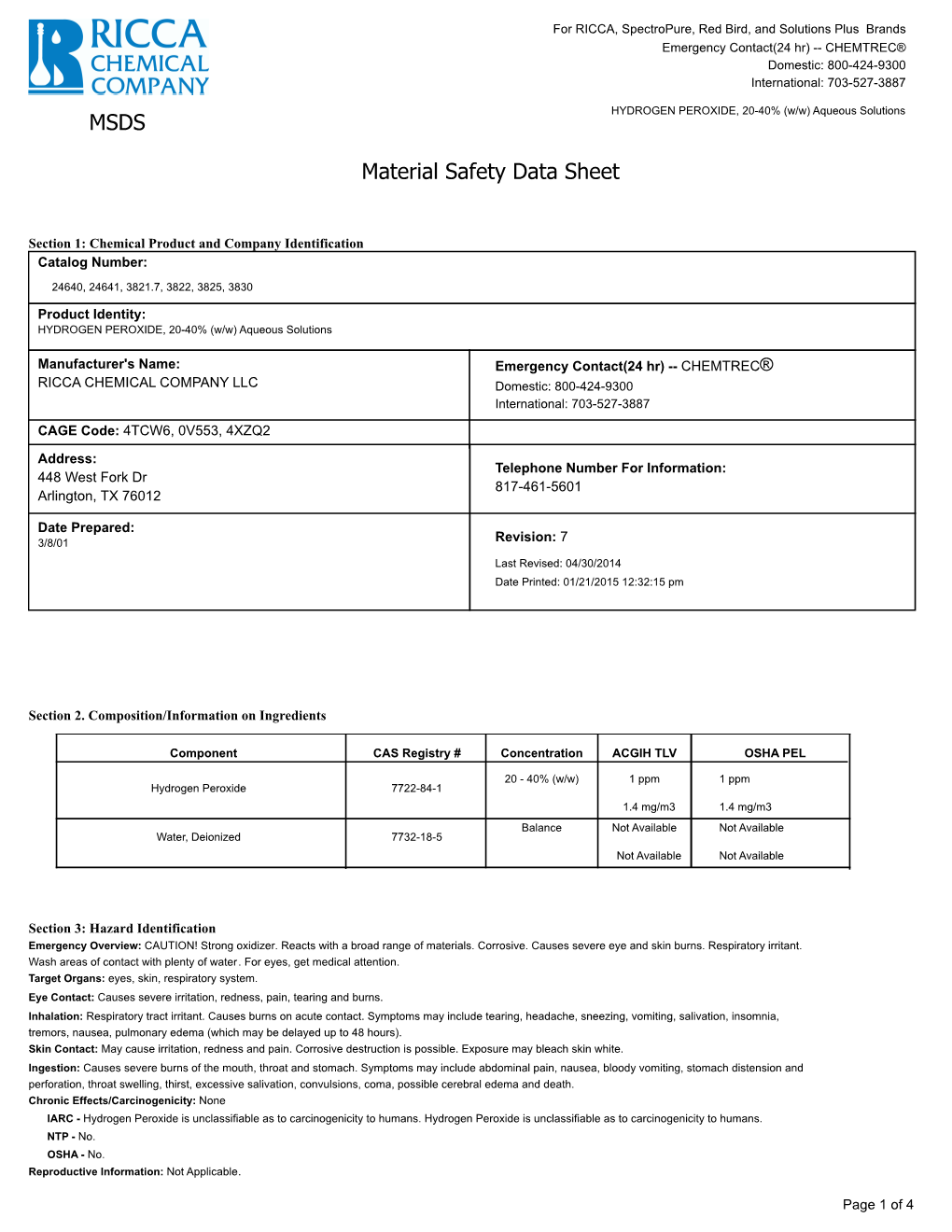 MSDS Material Safety Data Sheet