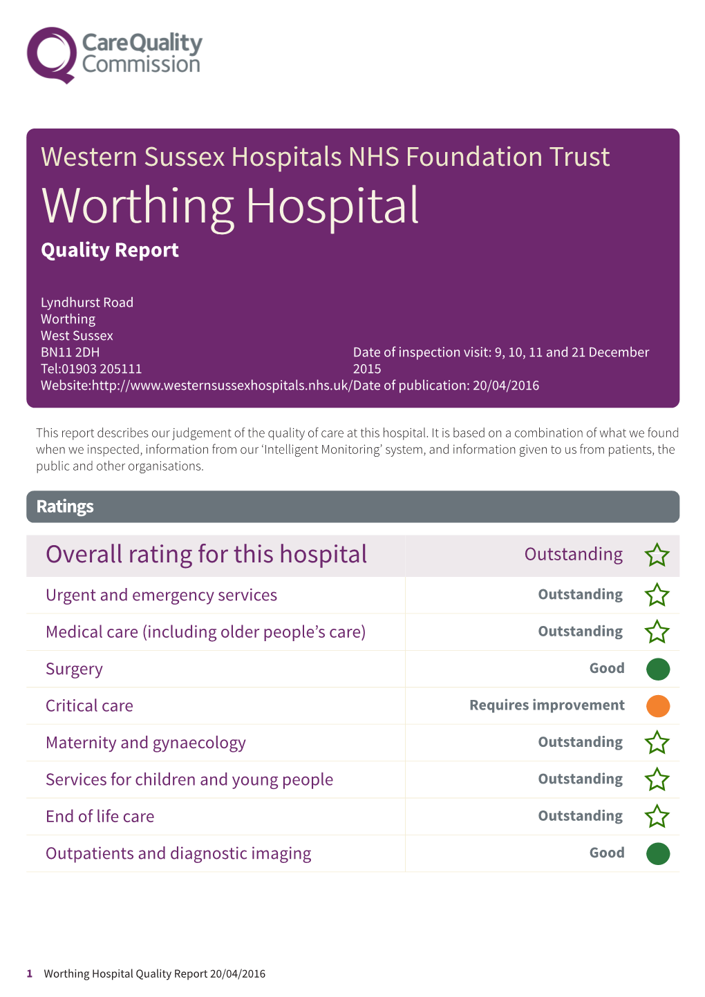 Worthing Hospital Newapproachcomprehensive Report