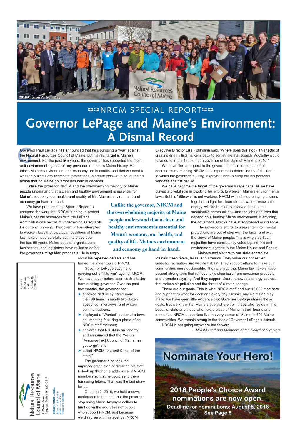 Governor Lepage and Maine's Environment