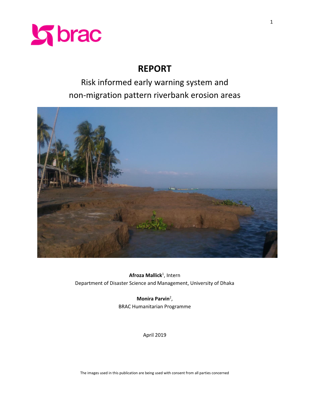 REPORT Risk Informed Early Warning System and Non-Migration Pattern Riverbank Erosion Areas