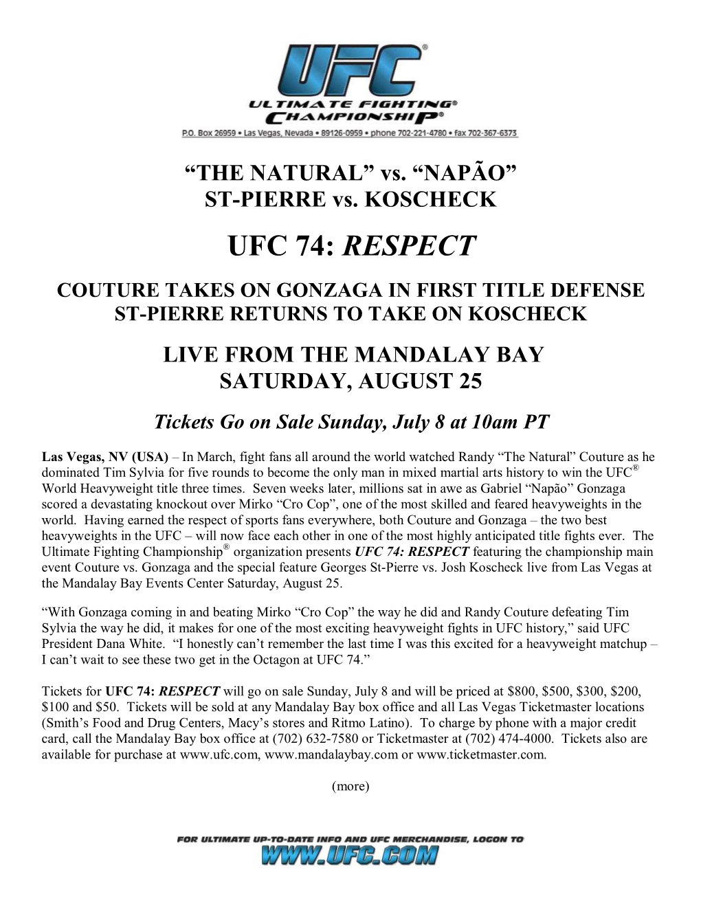 Ufc 74: Respect