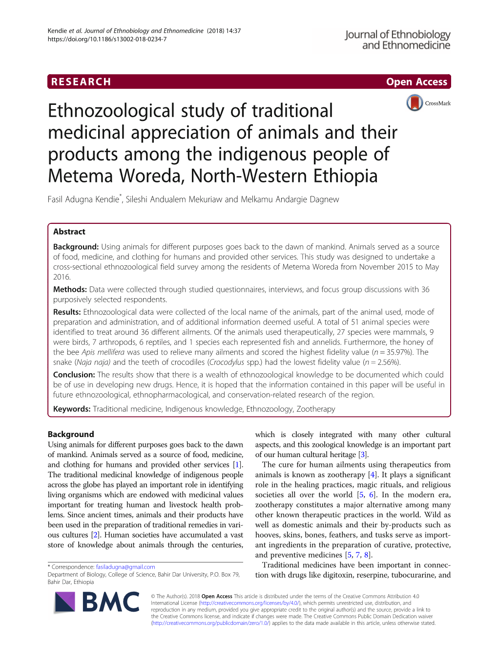 Ethnozoological Study of Traditional Medicinal Appreciation of Animals