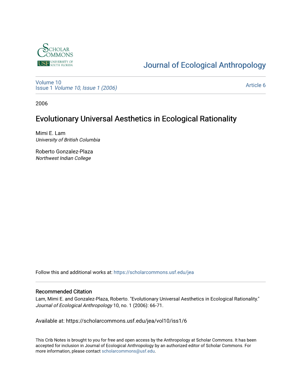 Evolutionary Universal Aesthetics in Ecological Rationality