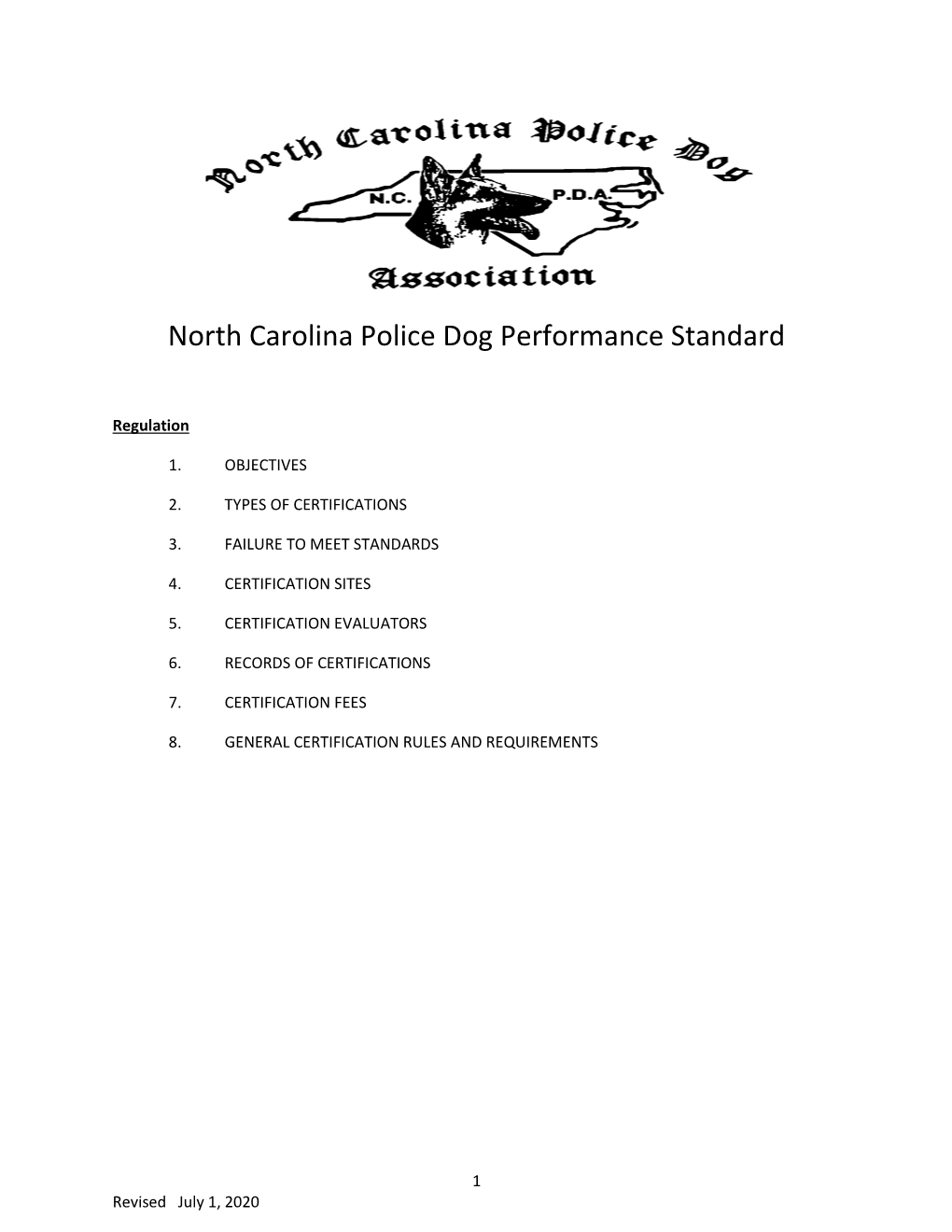 North Carolina Police Dog Performance Standard