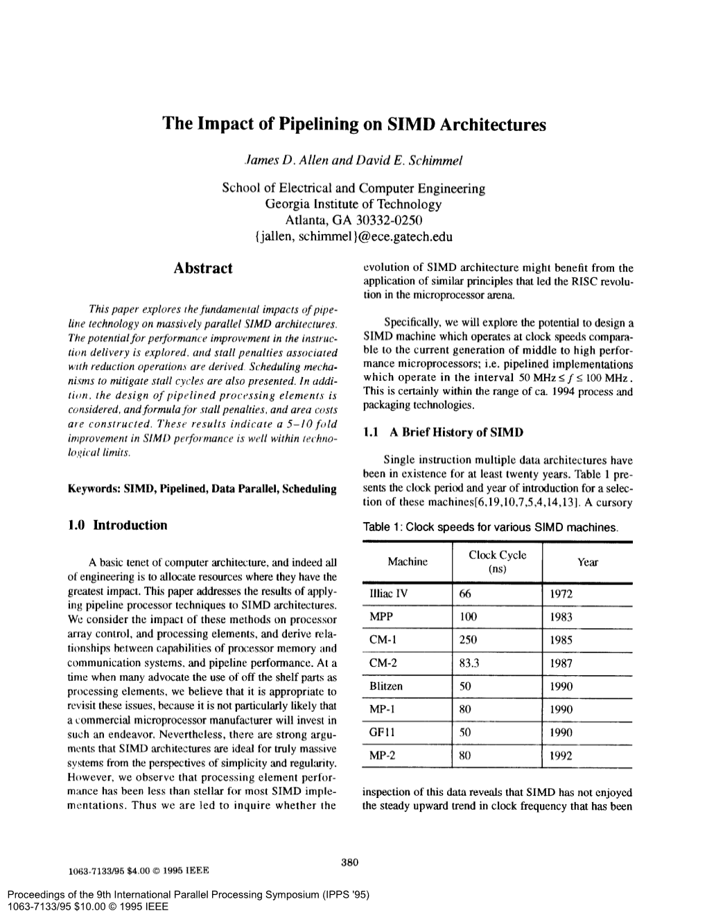 The Impact of Pipelining on SIMD Architectures