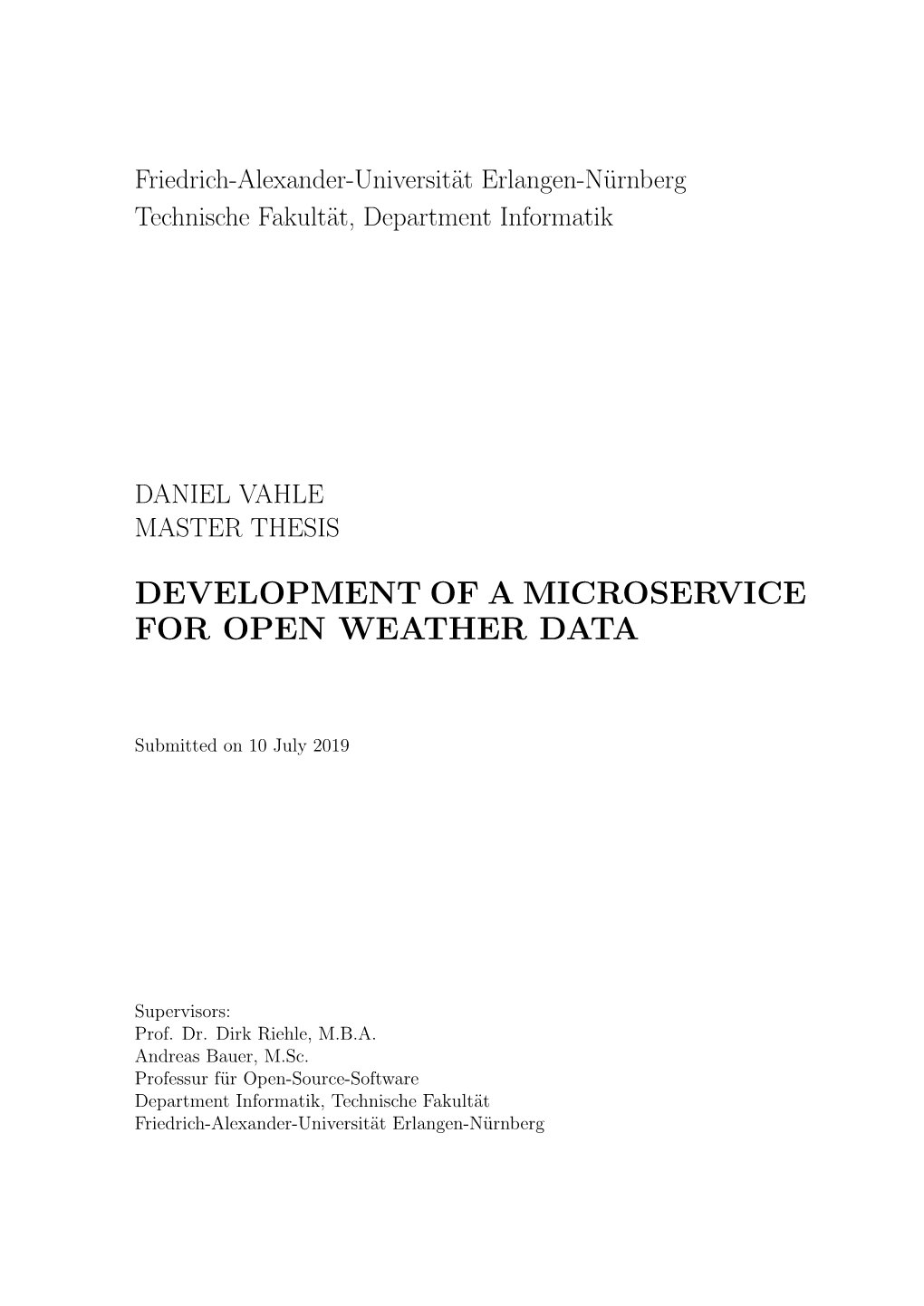 Development of a Microservice [3Mm] for Open Weather Data