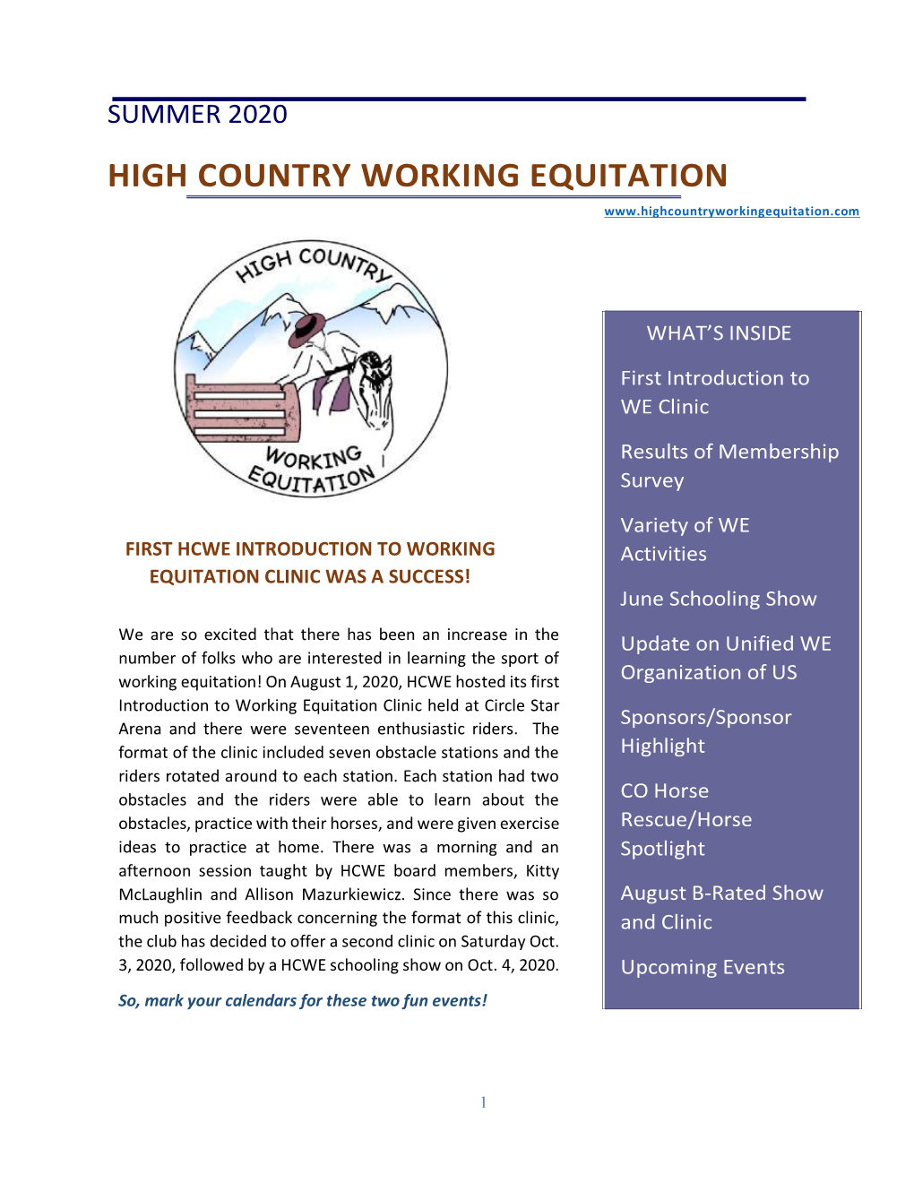 High Country Working Equitation