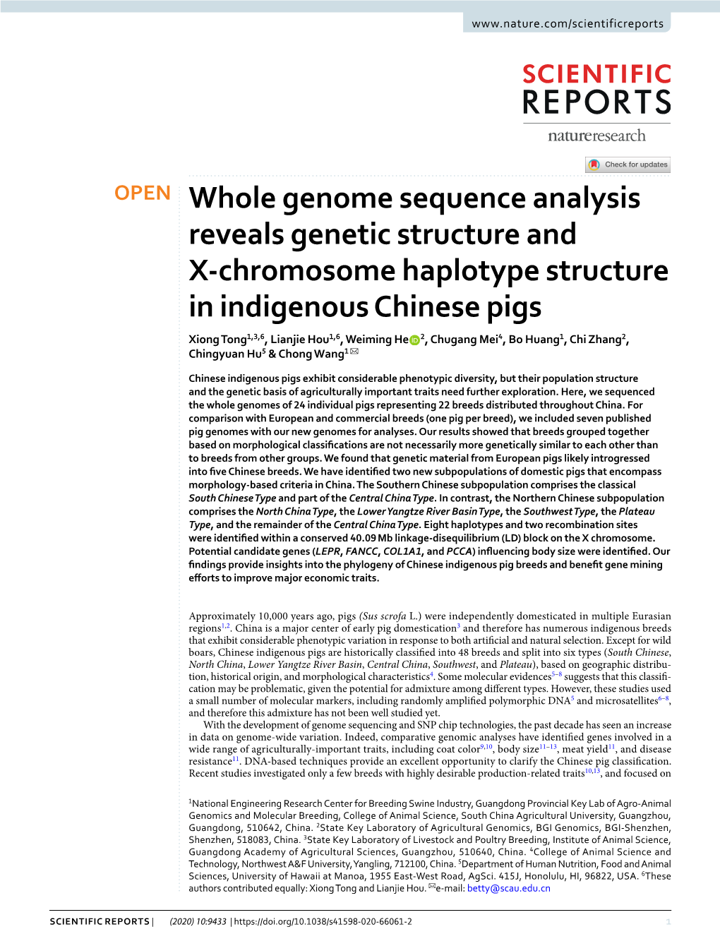 Whole Genome Sequence Analysis Reveals Genetic Structure and X