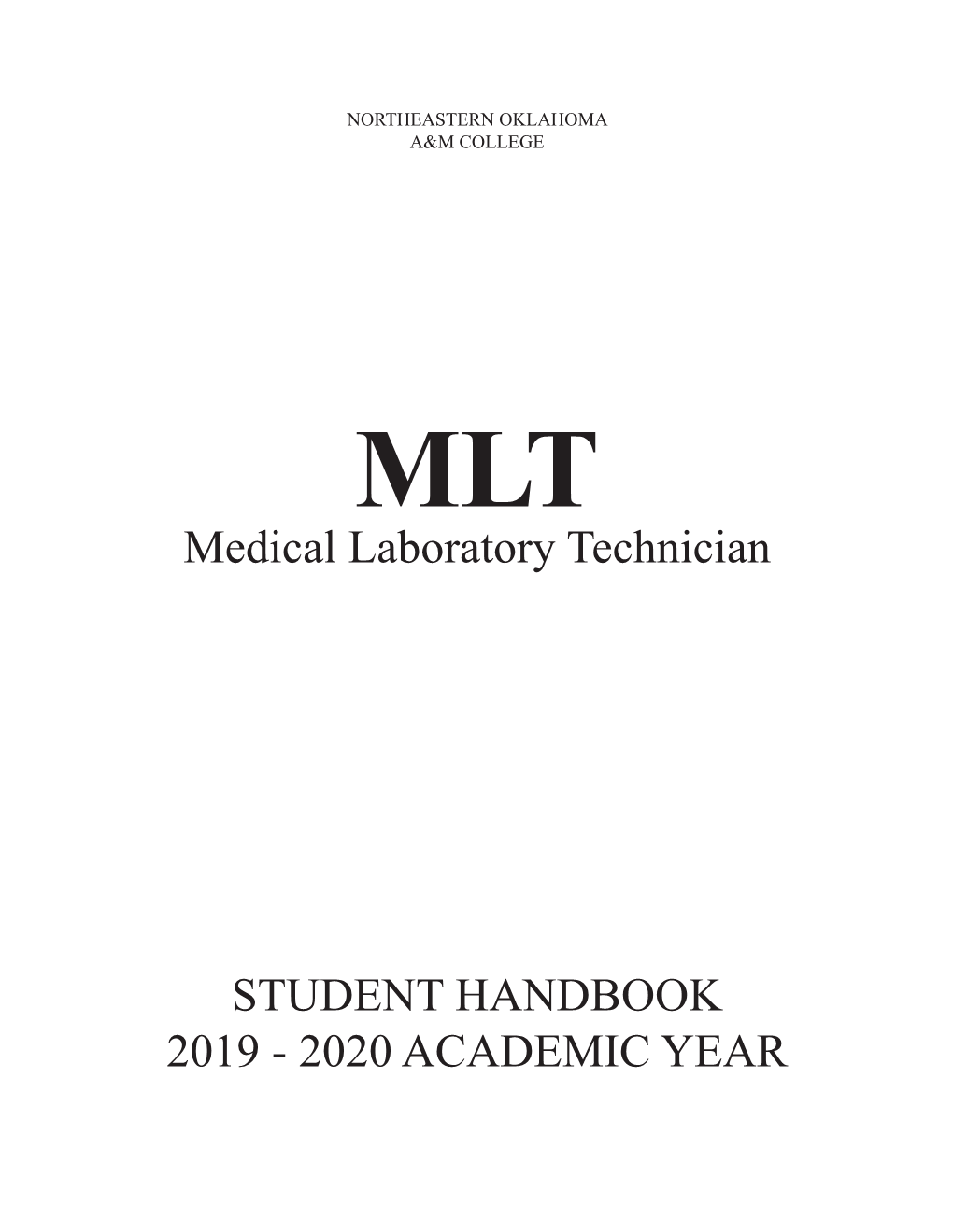 Medical Laboratory Technician STUDENT HANDBOOK 2019