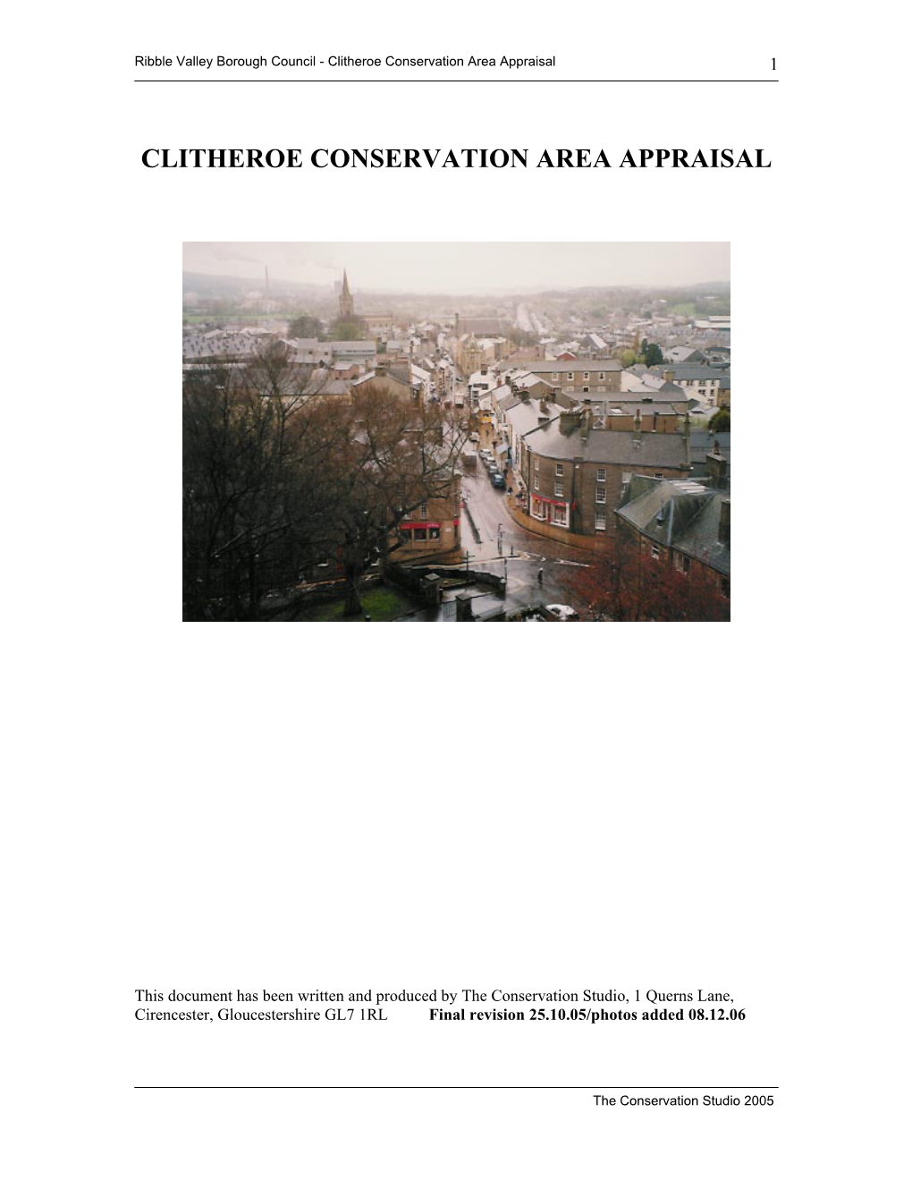 Clitheroe Conservation Area Appraisal 1