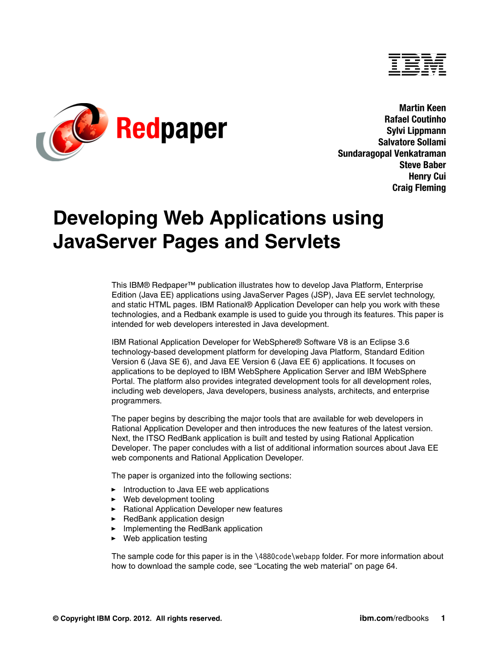 Developing Web Applications Using Javaserver Pages and Servlets