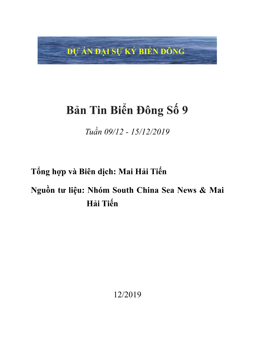 Bản Tin Biển Đông Số 9