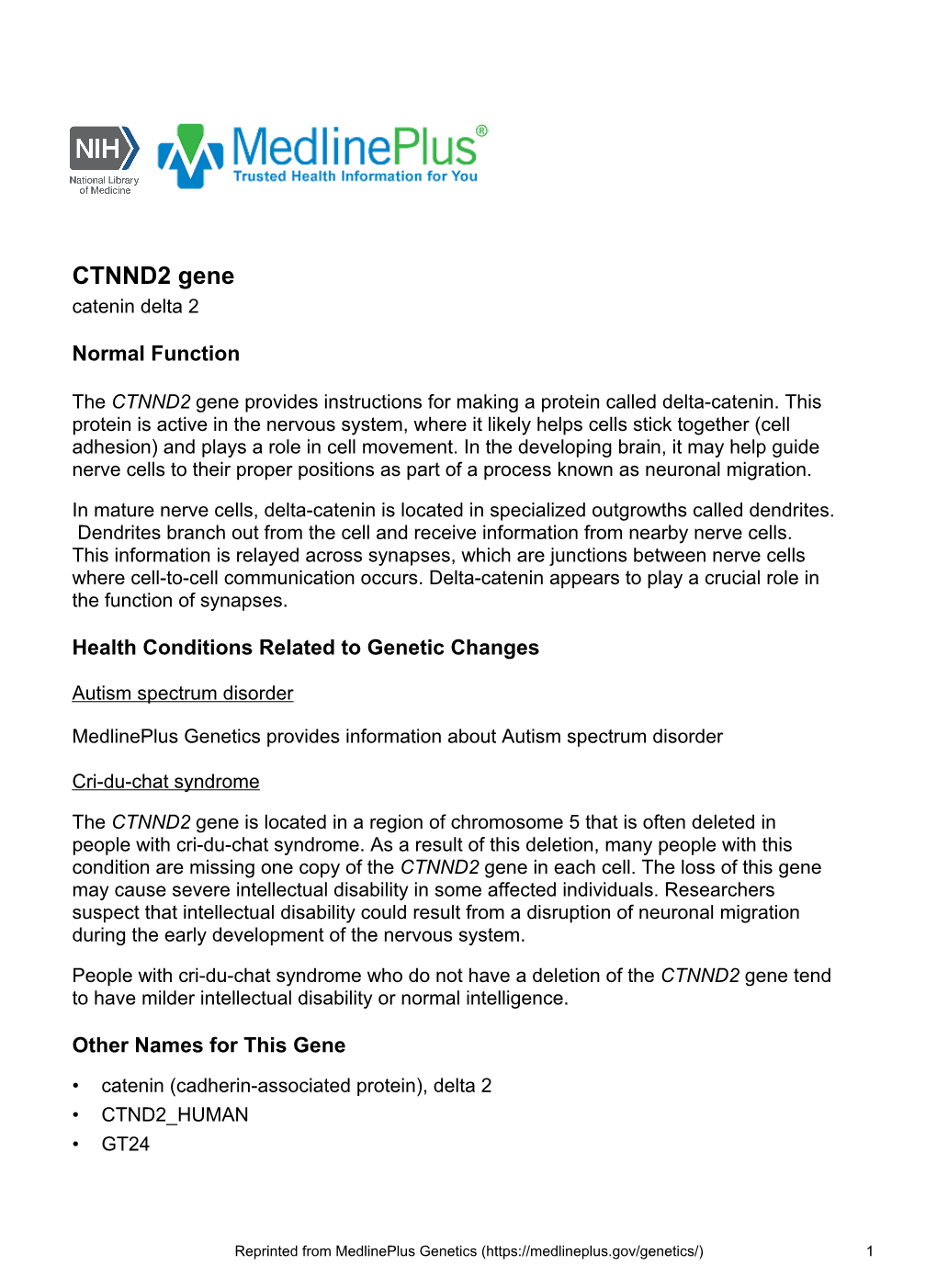 CTNND2 Gene Catenin Delta 2