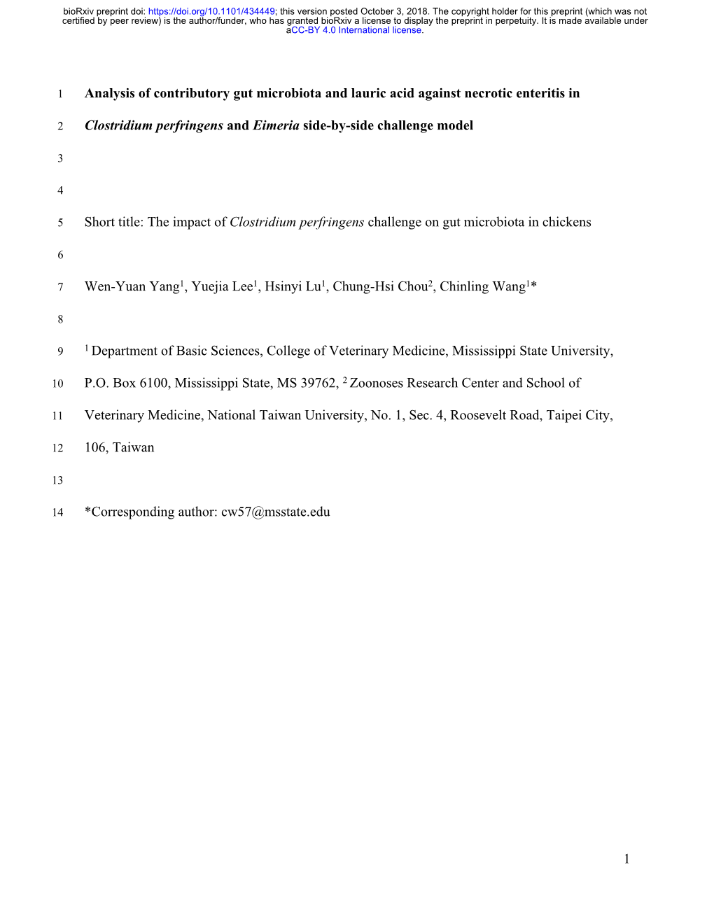 Analysis of Contributory Gut Microbiota and Lauric Acid Against Necrotic Enteritis In