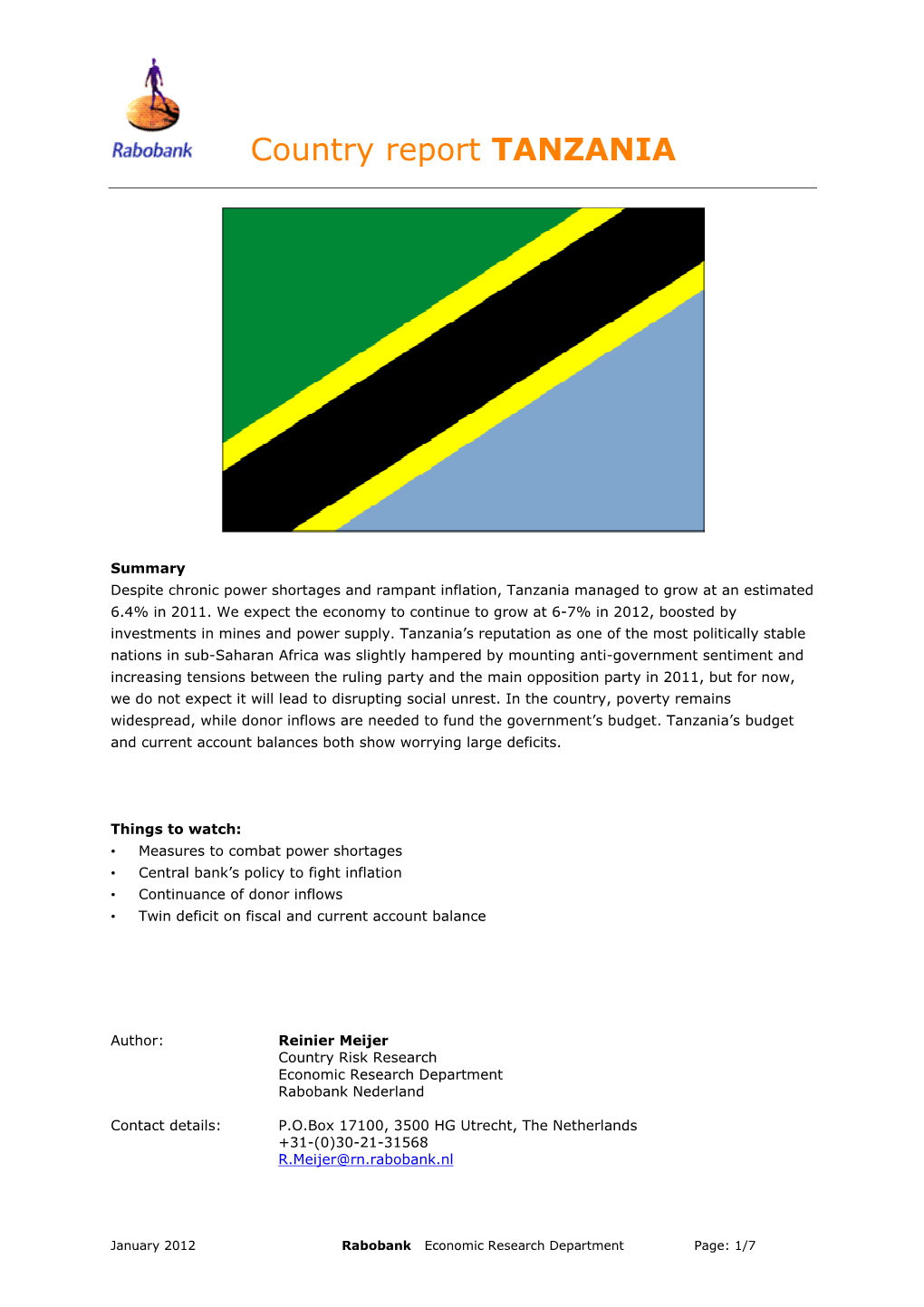 Tanzania (Country Report)