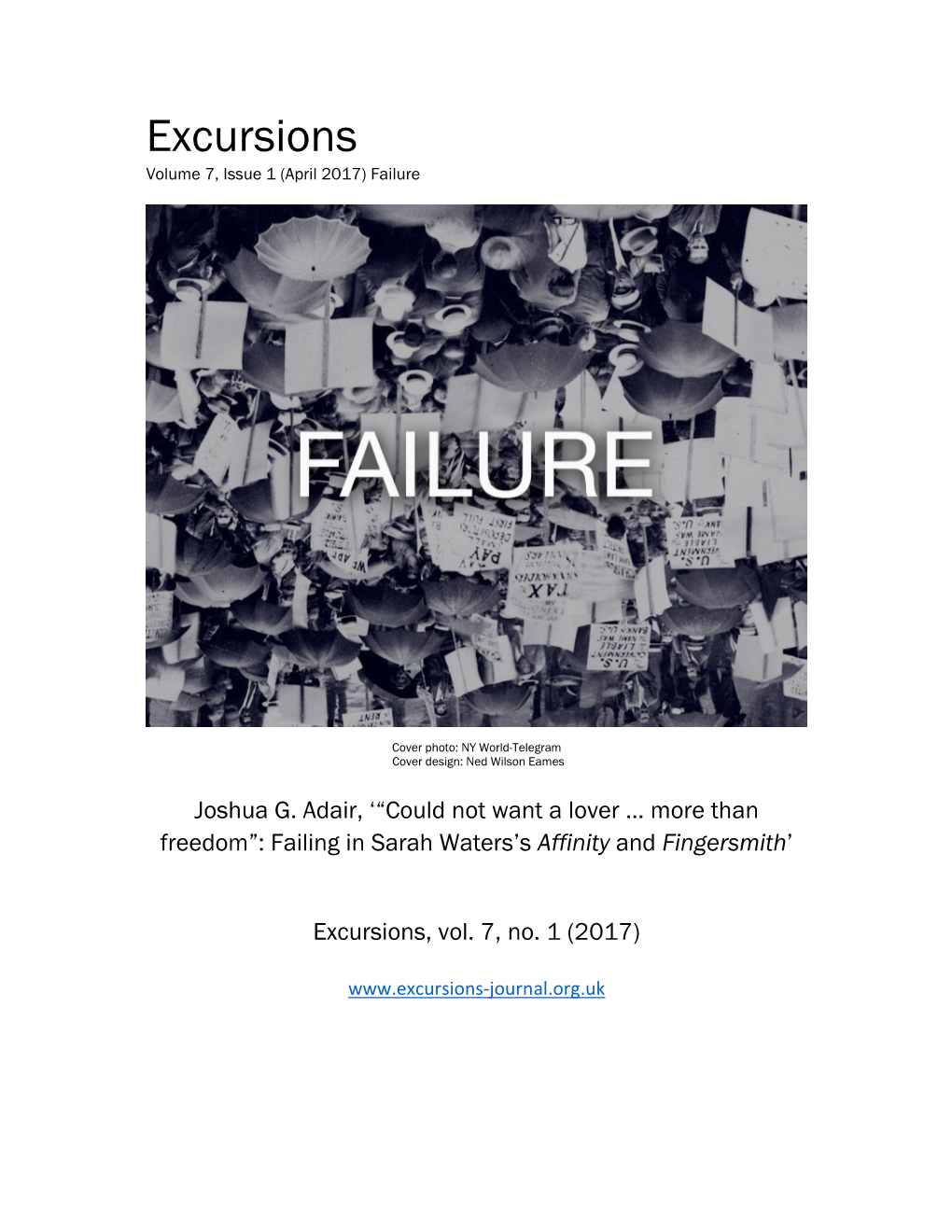 Excursions Volume 7, Issue 1 (April 2017) Failure